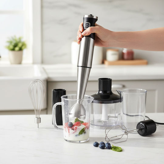Blender de Mână cu Tijă din Inox 1200W Negru