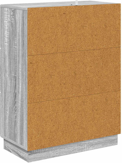 Wooden Bedroom Chest of Drawers with 3 Drawers Gray Sonoma 66x34.5x87cm