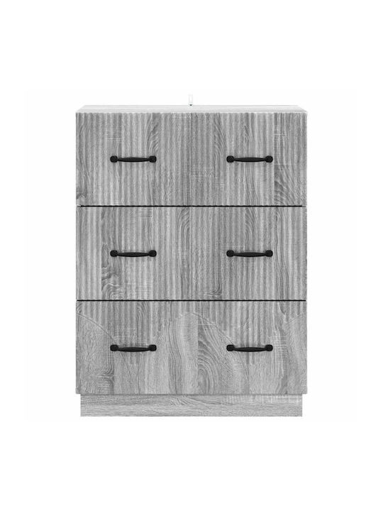 Kommode Schlafzimmer Holz mit 3 Schubladen Grau Sonoma 66x34.5x87cm