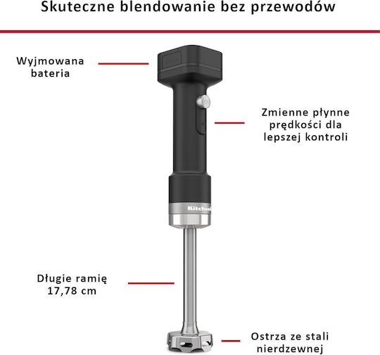 Kitchenaid Blender de Mână cu Tijă din Plastic Gri