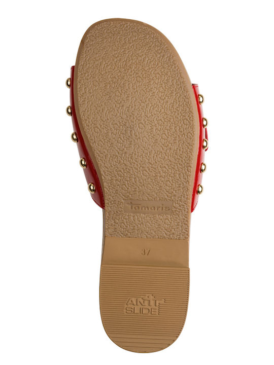 Damen Pantoletten in Rot Farbe Flat