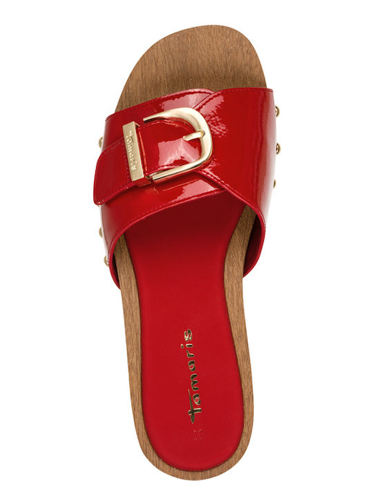 Damen Pantoletten in Rot Farbe Flat