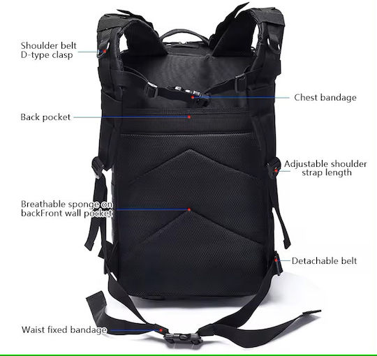 Military Backpack Black 40lt