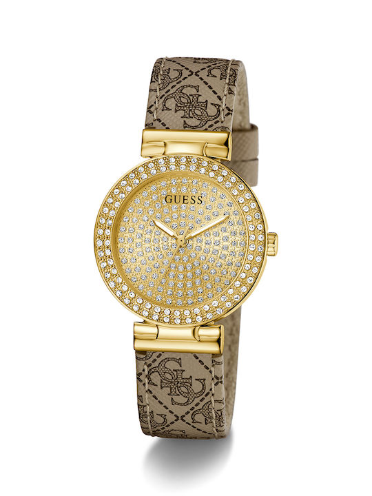 Guess Ladies Ceas Dama 34mm Baterie cu Curea din Piele Bej