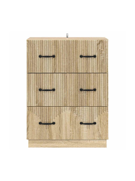 Comodă Dormitor Din Lemn Cu 3 Sertare 66x34.5x87cm
