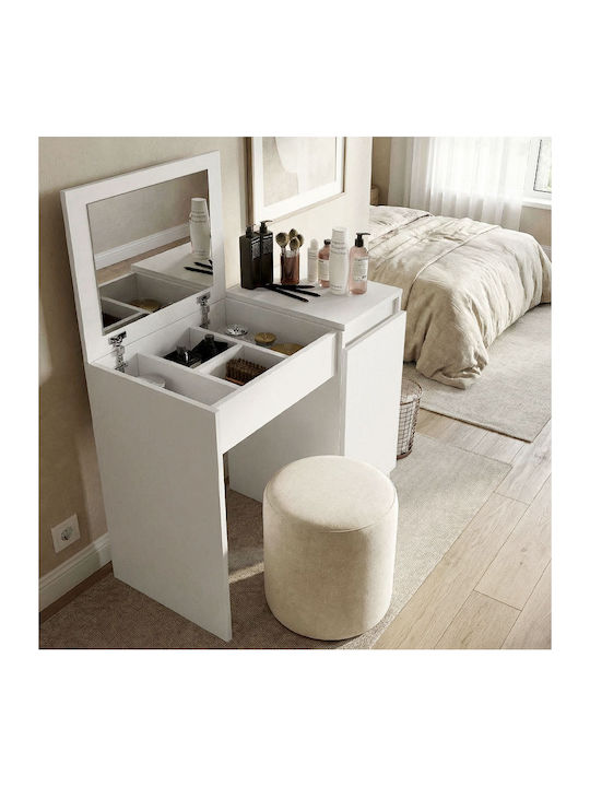 Bodenstehende Schminktisch Schlafzimmer Huma Holz Weiß mit Spiegel 90x45x118.2cm