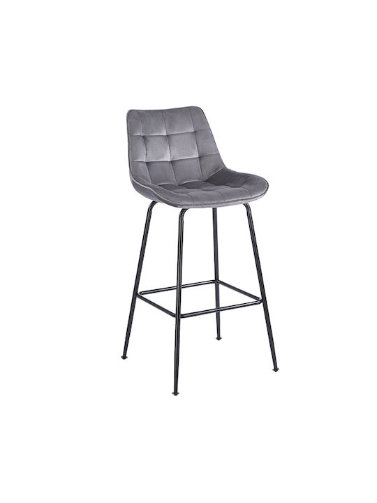 Bar Stool with Backrest Metallic Black 76x52x36cm