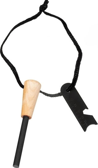 Robust Survival Fire Striker Wooden Handle Multifunctional Scraper Depox Wood 12 Cm