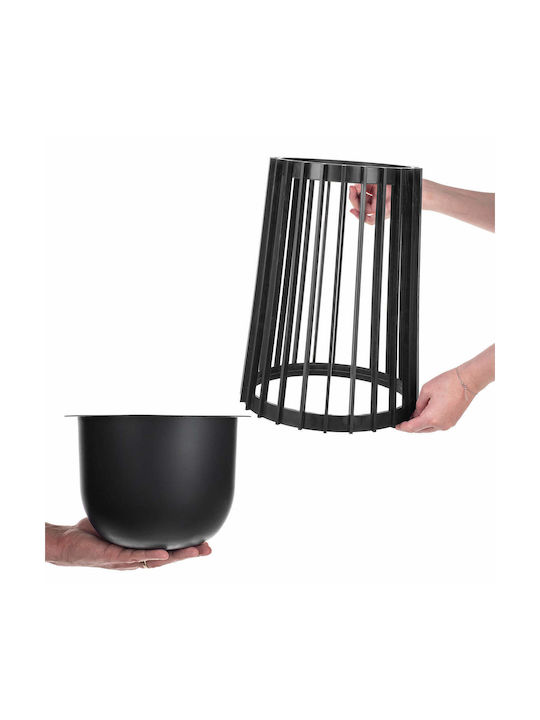 Suport Ghiveci De Flori În Picioare Loft Dublu Față Negru 53.5 Cm + Inserție