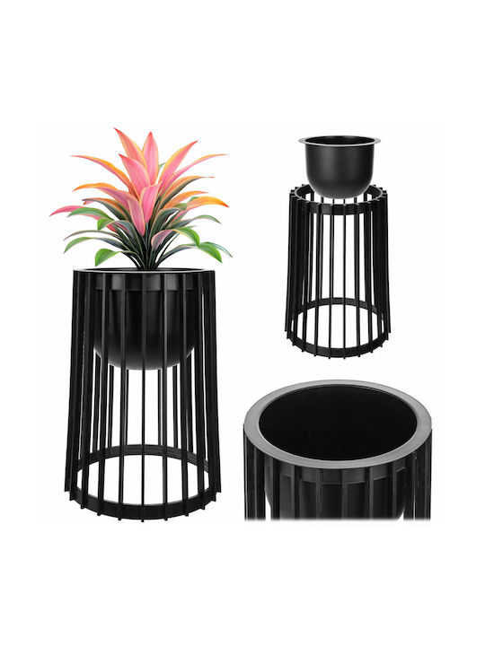 Suport Ghiveci De Flori În Picioare Loft Dublu Față Negru 53.5 Cm + Inserție