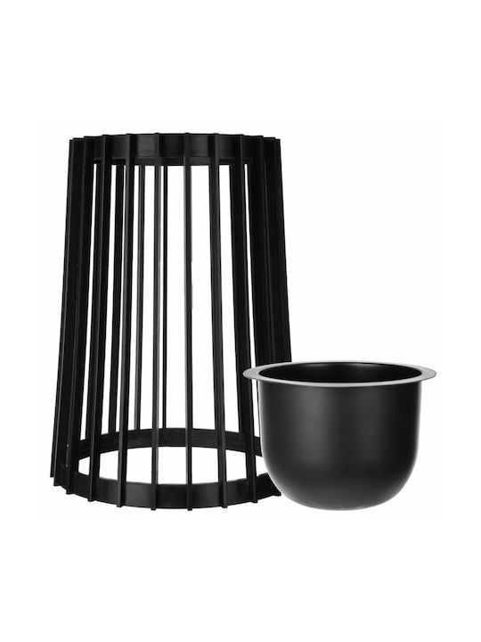 Suport Ghiveci De Flori În Picioare Loft Dublu Față Negru 53.5 Cm + Inserție