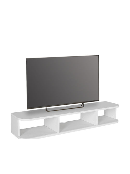 TV Stand Bask Made of Metal & Wood with LED Lighting White L120xD29.6xH19.2cm