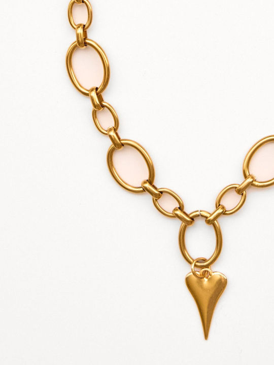 Kaleido Necklace With Heart Design In Gold Plated Steel