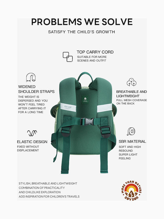 zoy zoii Kinder Tasche Rucksack Grüne 24,5x21,5x12cm