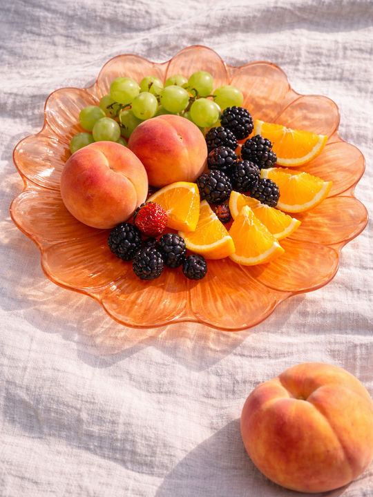 Kaemingk Servierplatte und Schüssel Glas Orange mit Durchmesser 23cm