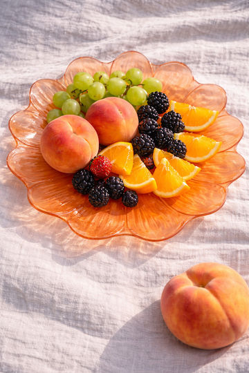 Kaemingk Servierplatte und Schüssel Glas Orange mit Durchmesser 23cm