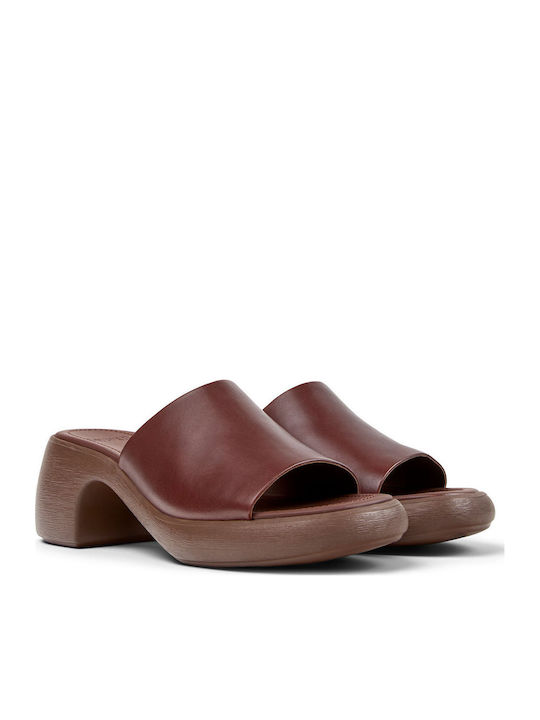 Mules with Heel in Brown Colour
