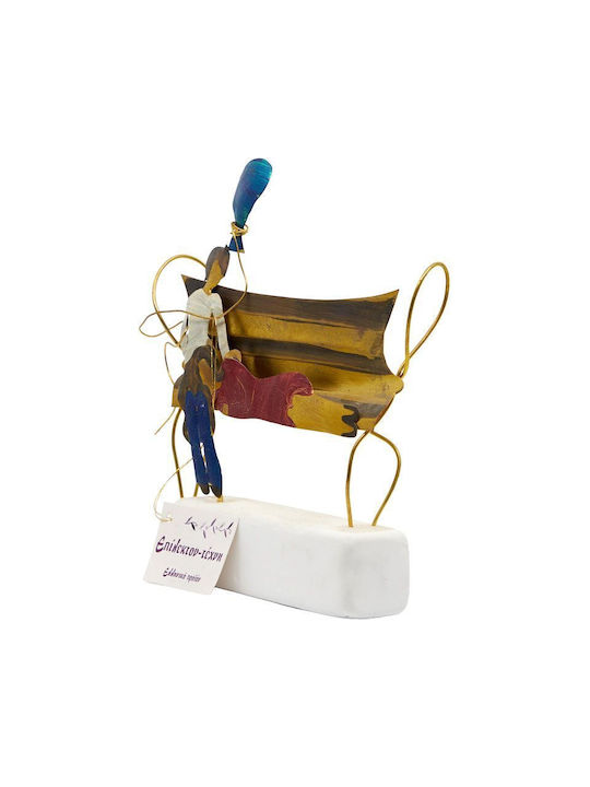 Epilekton Art 01-250 Handmade Tabletop Decor Brass Couple on the Pedestal 12x15