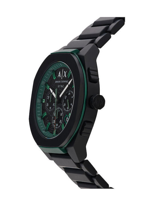 Armani Exchange Ceas Bărbați 44mm Cronograf Baterie Cu Brățară Metalică Neagră