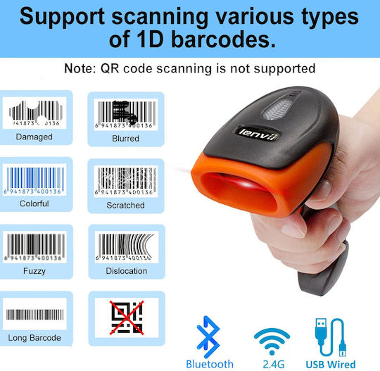 Handheld Scanner Wired With Readability 1D Barcodes