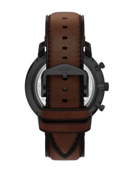Fossil Neutra Мъжки Часовник 44mm Хронограф На Батерия С Кафява Кожена Каишка