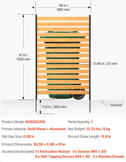 Vevor Panou Metalic Gard 1.54m x 99.06cm