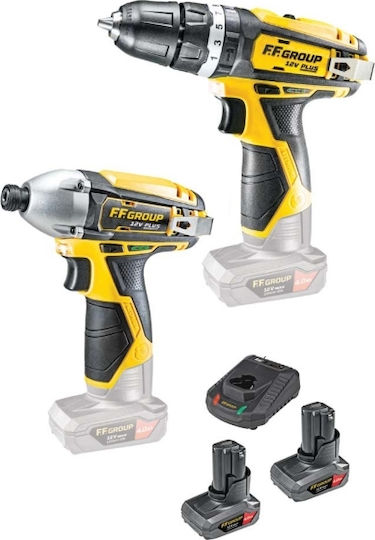 FFG 46565 Set Impact Drill Driver & Impact Screwdriver 12V with 2 Batteries 4Ah and Case
