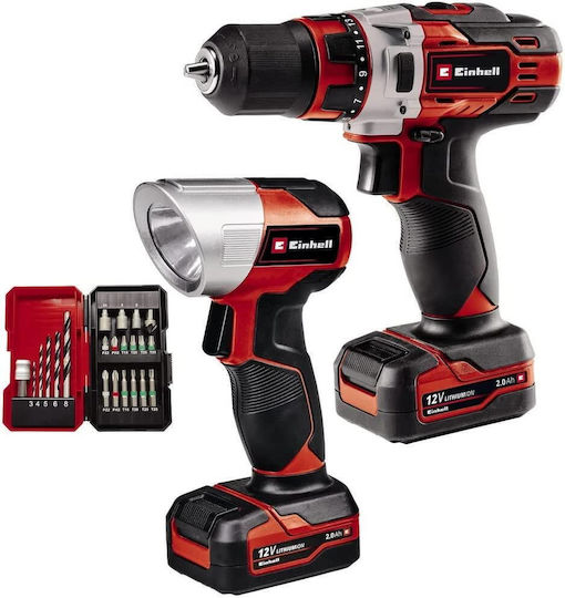 Einhell TE-CD 12/1 Li +22+CL Сет Двигател за бормашина & Обектив 12V с 2 батерии 2Ах