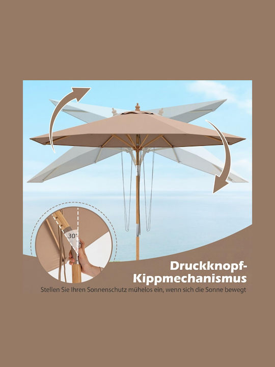 Garten- und Terrassen-Sonnenschirm Boden Rundschreiben Holz Khaki mit Basis NP12796CF