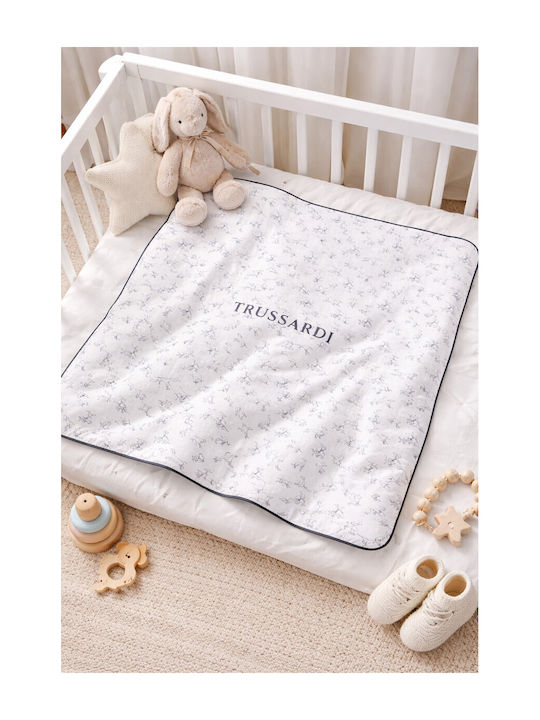 Trussardi Cotton Nursery Swaddling Blanket White 80x80cm