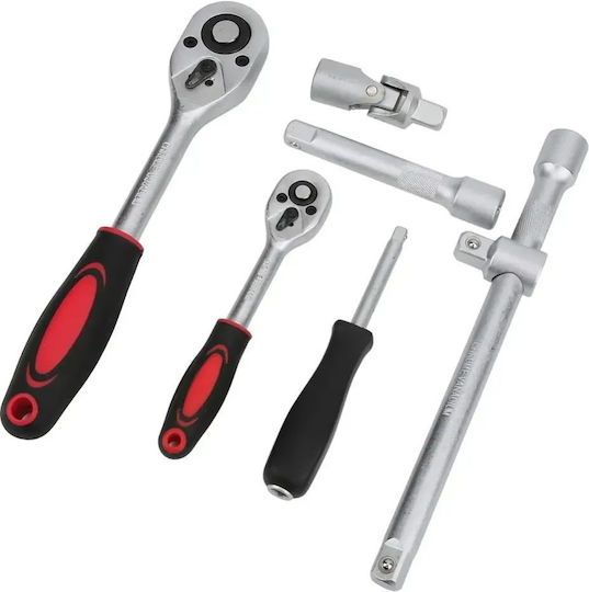 Professionelles Ratschen- und Steckschlüssel-Set 1 2″-1 4″ 108 Stück Silber