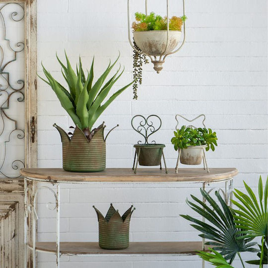 Artekko Vază Pentru Plante Metalică Albă 16.5x16.5x27cm
