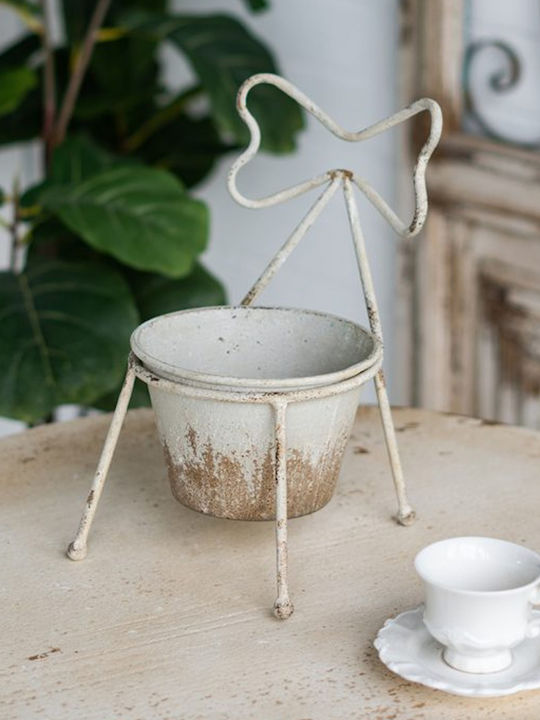 Artekko Metal Plant Pot White 16.5x16.5x27cm