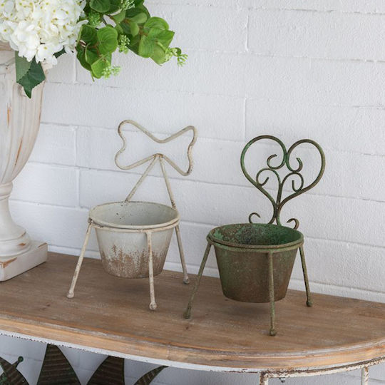 Artekko Vază Pentru Plante Metalică Albă 16.5x16.5x27cm
