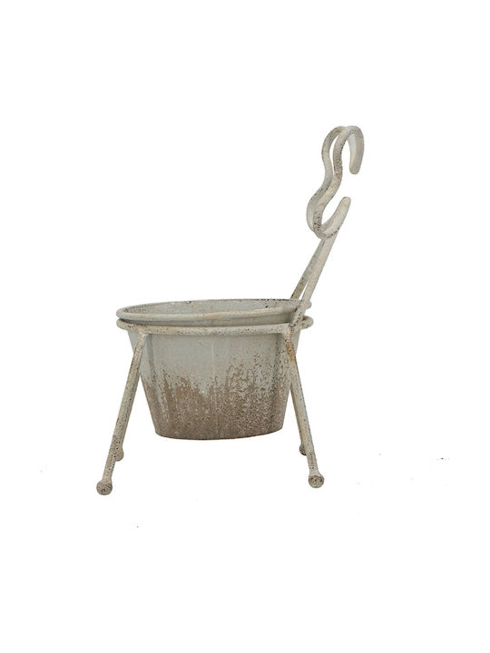 Artekko Metal Plant Pot White 16.5x16.5x27cm