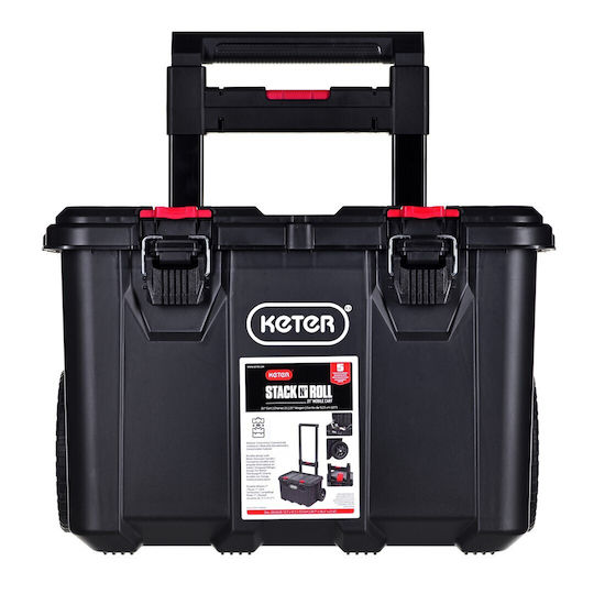 Keter Stack"N"Roll Tool Storage Plastic Wheeled Box W41.1xD55.5xH52.5cm 301416