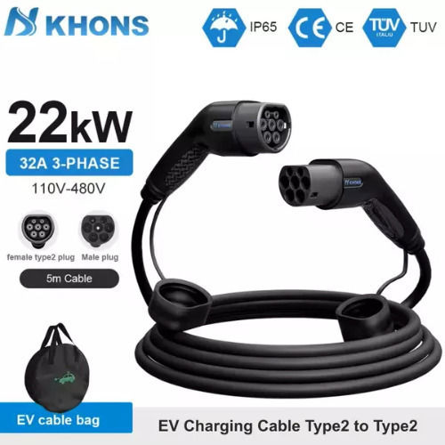 Khons Electric Car Three-phase Charging Station Cable 5m Type 2 - Type 2 KH22K3235M