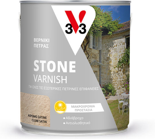 V33 Stone Varnish Surface Varnish Solvent Based Colorless Satin 2.5lt