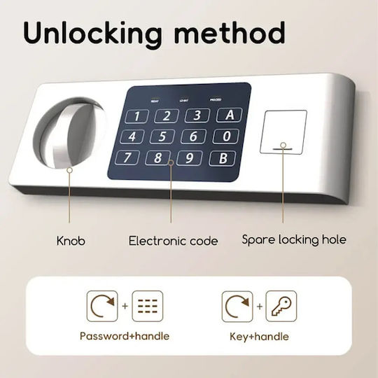 Deli Safe with Digital Lock and Key M40xW35xH33cm Weight 10.6kg