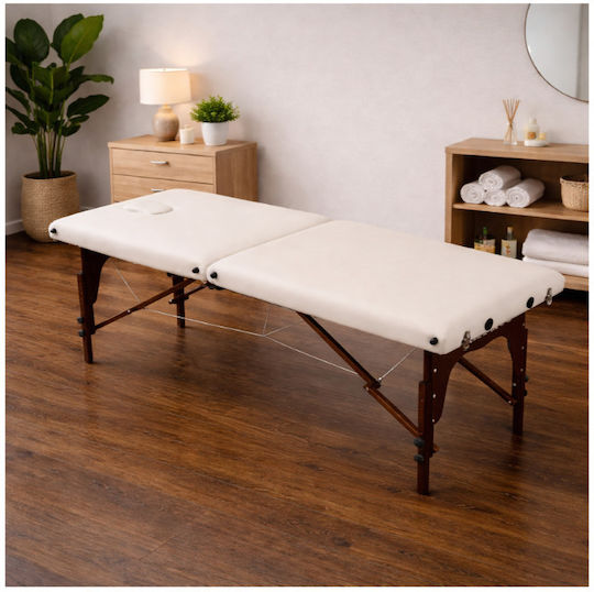 ICosmetics Pro 1 Massagetisch Tragbar/ Zusammenklappbar Beiges aus Holz 185x60cm