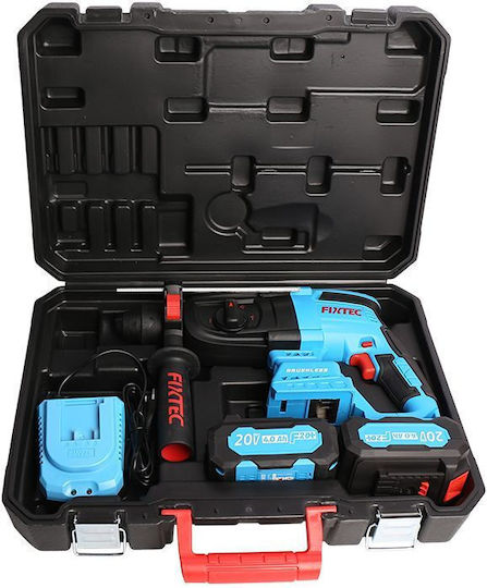 FixTec Rotary Hammer Excavator Battery Brushless 20V 2x4Ah with SDS Plus Socket FCRH2601-42