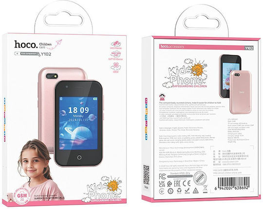 Hoco Y102 Children Phone Single SIM (4GB) Κινητό Ροζ