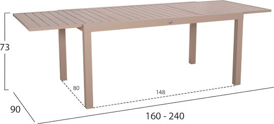 Krum Επεκτεινόμενο Καφέ 240x90x73εκ. Krum Επεκτεινόμενο Καφέ 240x90x73εκ.