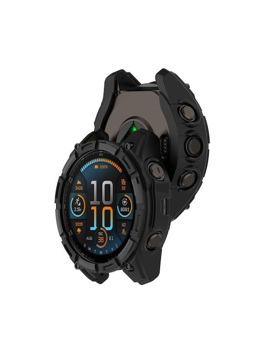Husă Armor din Silicon în Culoare Neagră pentru Garmin Fenix 8 Pro (51mm)