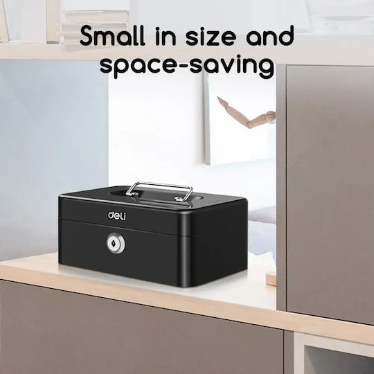 Deli Cash Box with Lock ET500 Black