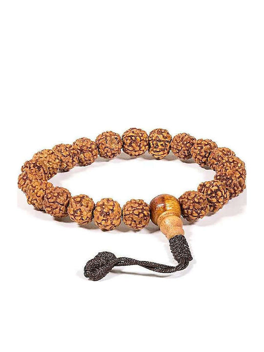 Χειροποίητο Mala Βραχιόλι 21 Ιερές Χάντρες Rudraksha Wood