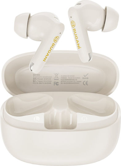 Bugani Freebuds B20 Bluetooth Handsfree Earphones with Sweat Resistance and Charging Case Cream