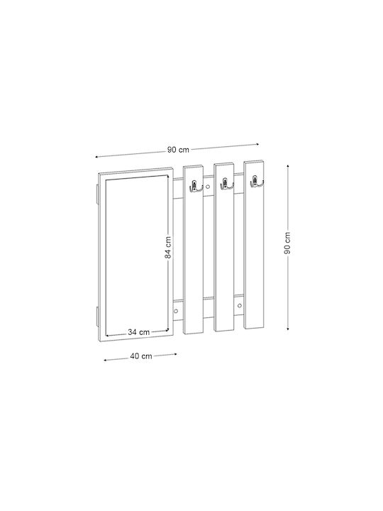 Megapap Κρεμάστρα Τοίχου Folin Ξύλινη Μαύρη 90x4cm
