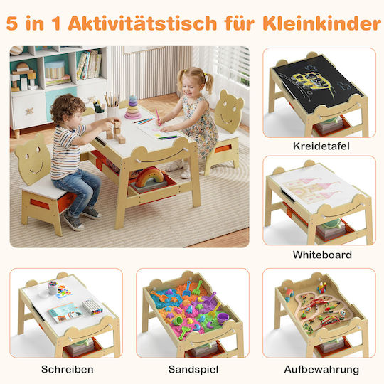 Kids Table Set with Chairs for Painting Beige Costway