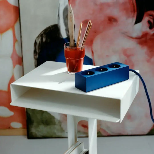 Pedestal Steckdosenleiste 3 Anschlüsse mit Kabel 2m Blau
